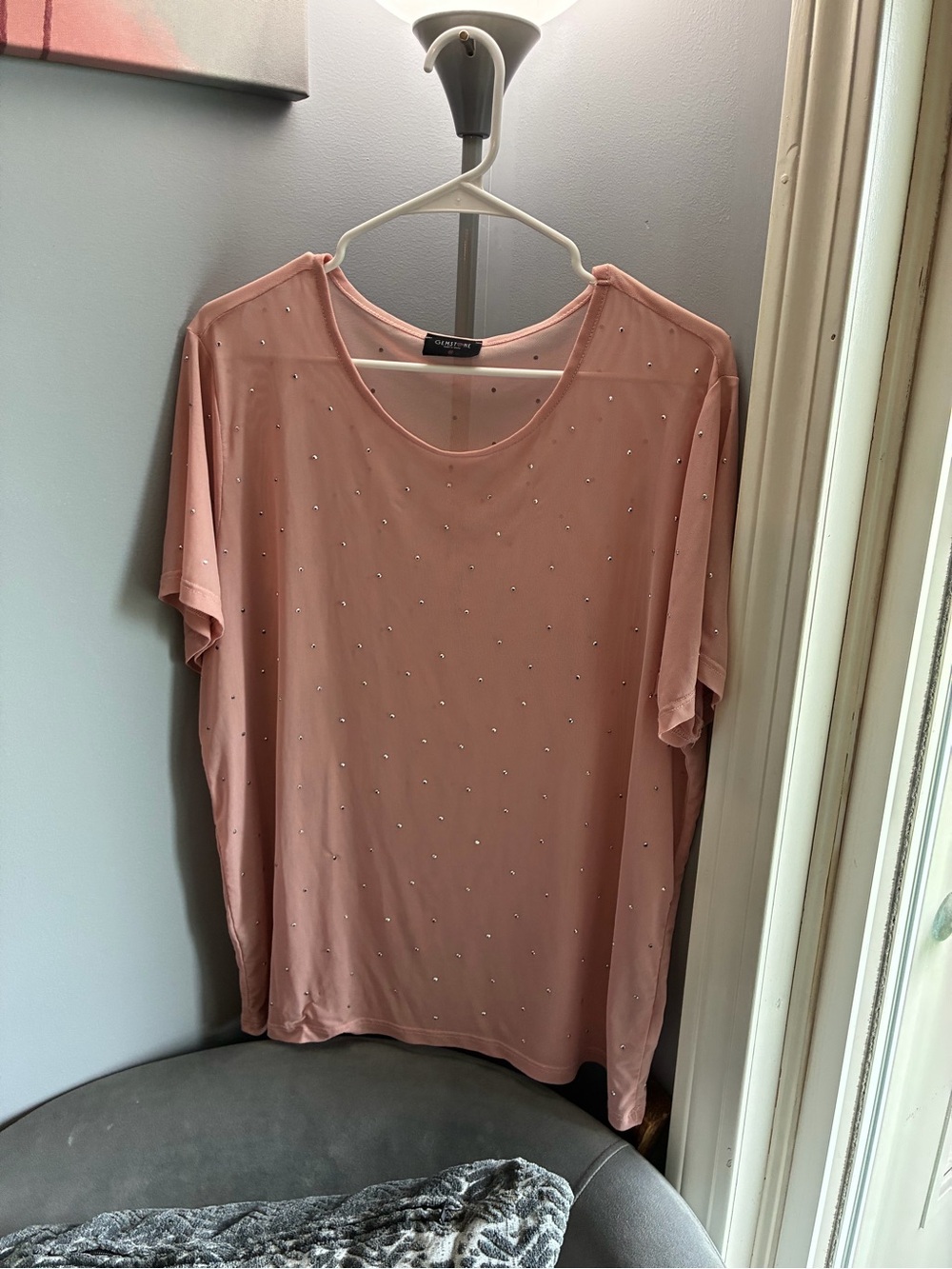 Embellished Short-Sleeve Tee in Dusty Pink